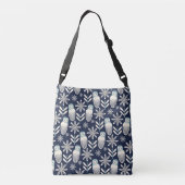Perfecte Schuur Uil - blauwe achtergrond Crossbody Tas (Achterkant)