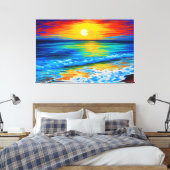 Perfecte strandzonsondergang canvas afdruk (Insitu (Slaapkamer))