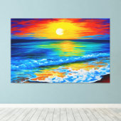 Perfecte strandzonsondergang canvas afdruk (Insitu (Houten vloer))