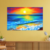 Perfecte strandzonsondergang canvas afdruk (Insitu (Woonkamer))