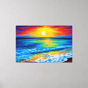 Perfecte strandzonsondergang canvas afdruk