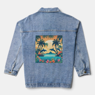 Perfecte tropische paradijs zonsondergang denim jacket