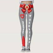 Perfecte Valentijn Gift Bow & Hart Aangepaste teks Leggings (Voorkant)