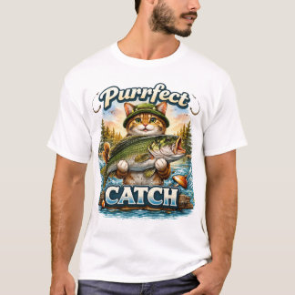 Perfecte vangst Grappig viskat ontwerp T-shirt