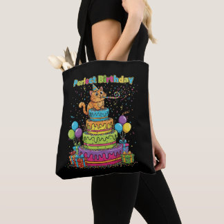 Perfecte Verjaardag Schattige Cartoon Kat op Regen Tote Bag