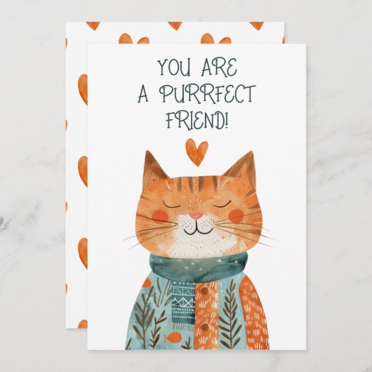 Perfecte Vriend Quirky Kat Galentine's Day Feestdagenkaart (Voorkant / Achterkant)