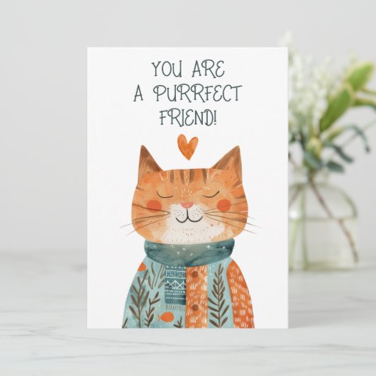 Perfecte Vriend Quirky Kat Galentine's Day Feestdagenkaart (Staand voorkant)