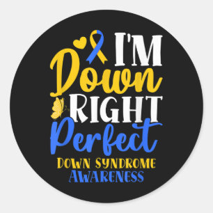Perfecte Wereldtop-downsyndroom bewustzijn D Ronde Sticker