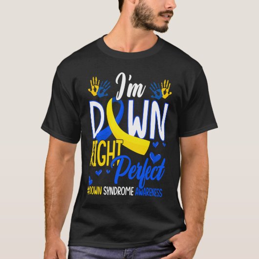 Perfecte Wereldtop-downsyndroom bewustzijn D T-shirt (Voorkant)