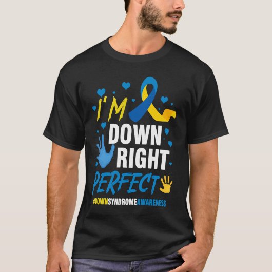 Perfecte Wereldtop-downsyndroom bewustzijn D T-shirt (Voorkant)