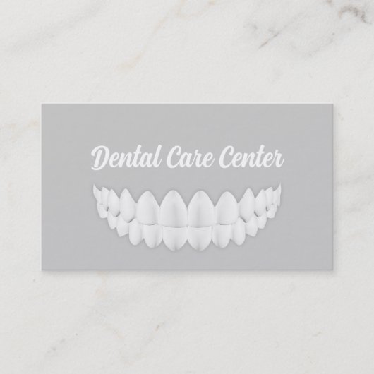 Perfecte Witte Glimlach Eenvoudige Grijze Tandheel Visitekaartje (Voorkant)