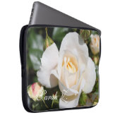 Perfecte witte rozenbloemen, laptop hoesje. met na sleeve (Voorkant Rechts)