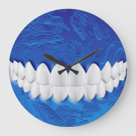 Perfecte witte teeth Bite Dentist Blue Wall klok