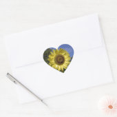 Perfecte zomerzonnebloem in de blauwe lucht. hart sticker (Envelop)