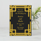 Perfecte zwart-gouden bruiloft uitnodiging, kaart (Staand voorkant)