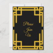 Perfecte zwart-gouden bruiloft uitnodiging, kaart (Achterkant)