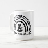 Perfectie begint met koffie koffiemok (Voorkant links)