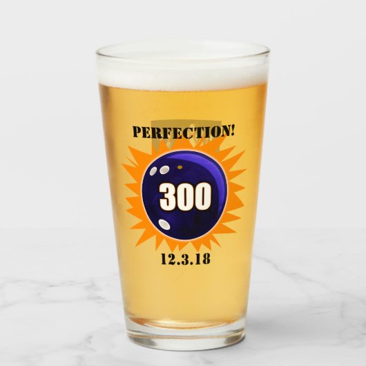 Perfectie, Bowling 300 game, Pint Glas (Voorkant gevuld)