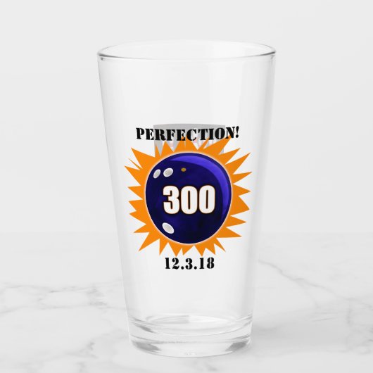 Perfectie, Bowling 300 game, Pint Glas (Voorkant)