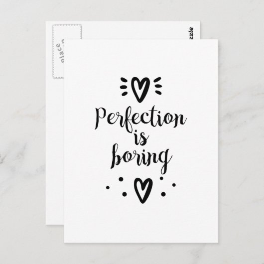 Perfectie is saai, grappig citaat Briefkaart (Voorkant / Achterkant)