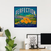 Perfectie Oranje LabelColton, CA Poster (Thuiskantoor)
