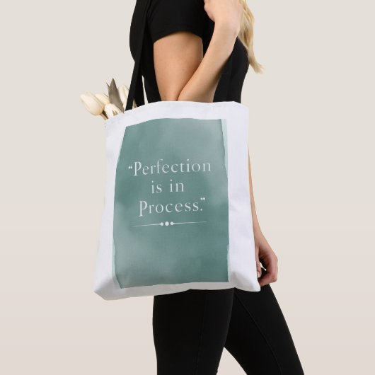 Perfectie zit in het proces optie 3 tote bag (Dichtbij)