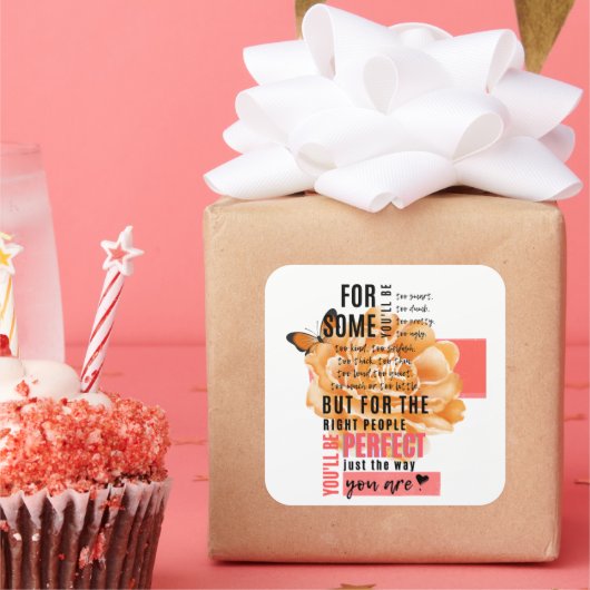 Perfectioneer enkel de manier u geïllustreerd cita vierkante sticker (Feest)