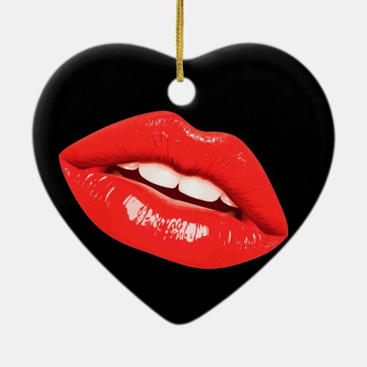 Perfectly Beautiful Lips on a Valentines Day Tree  Keramisch Ornament (Achterkant)