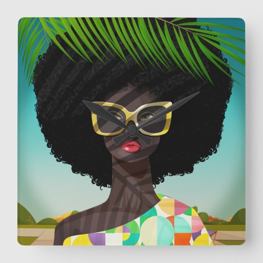 Perfectly Palm Springs Vierkante Klok (Voorkant)