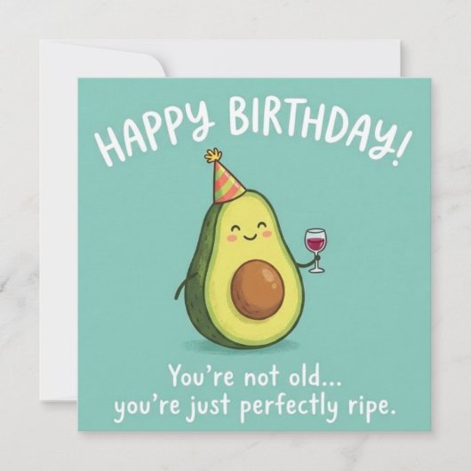 Perfectly Ripe Avocado Birthday Card  Feestdagenkaart (Voorkant)