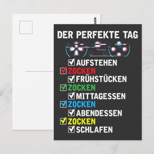 Perfekte Label Zocker Humor Gamer Spruch Zocken Briefkaart (Voorkant / Achterkant)