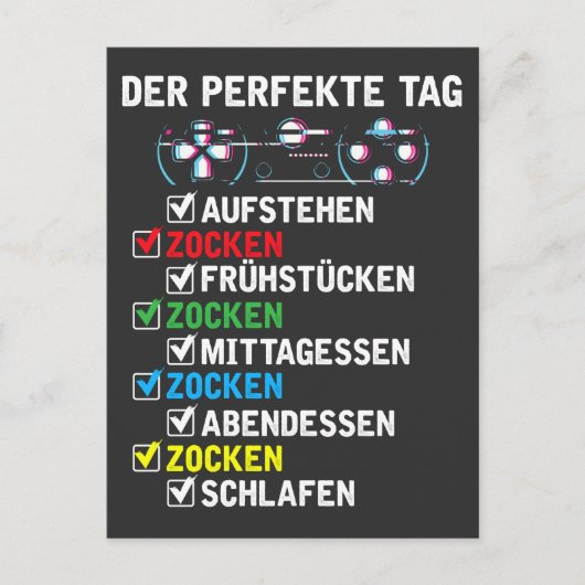 Perfekte Label Zocker Humor Gamer Spruch Zocken Briefkaart (Voorkant)