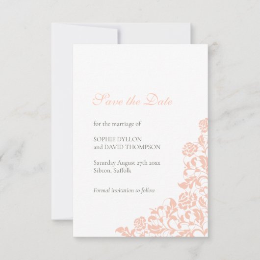 perforeel Roos Lace Pattern Weddenschap Save The Date (Voorkant)