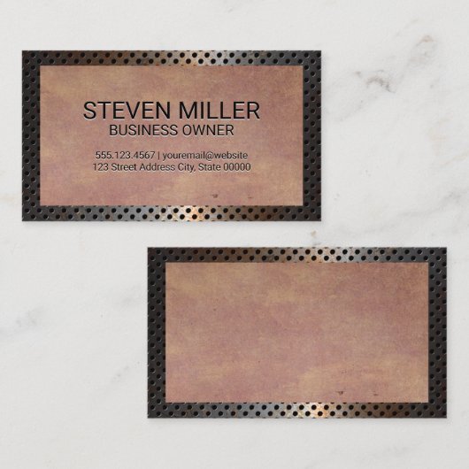 Perforeerde bijtende metalen grens | Oude textuur Visitekaartje (Voorkant / Achterkant)