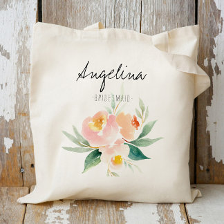 Perfort en Roze Floral Bridesmaid Tote Bag