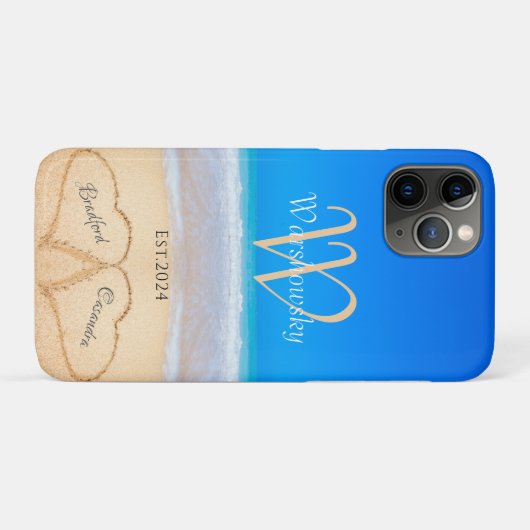 Perfortuinharten in zand gezinsmonogram Case-Mate iPhone case (Achterkant (horizontaal))