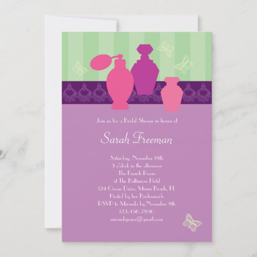 Perfum Bottles Bridal Shower Invitation Kaart (Voorkant)