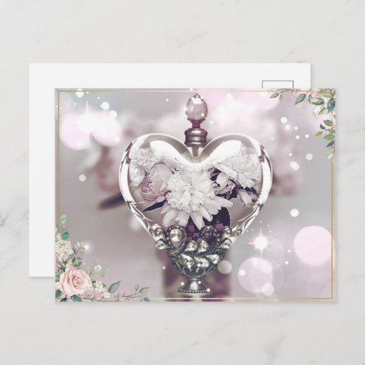 Perfume en Peonies Post Kaart (Voorkant / Achterkant)
