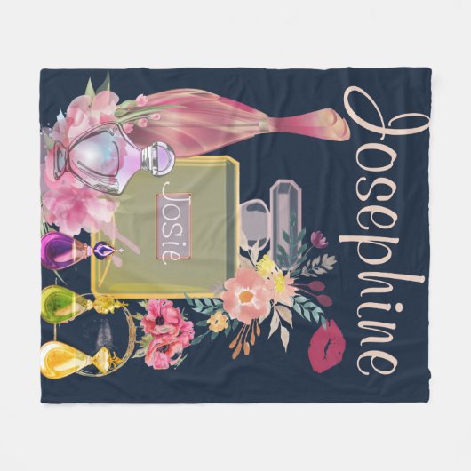 Perfume flessen roze flacon personaliseren fleece deken (Voorkant (Horizontaal))
