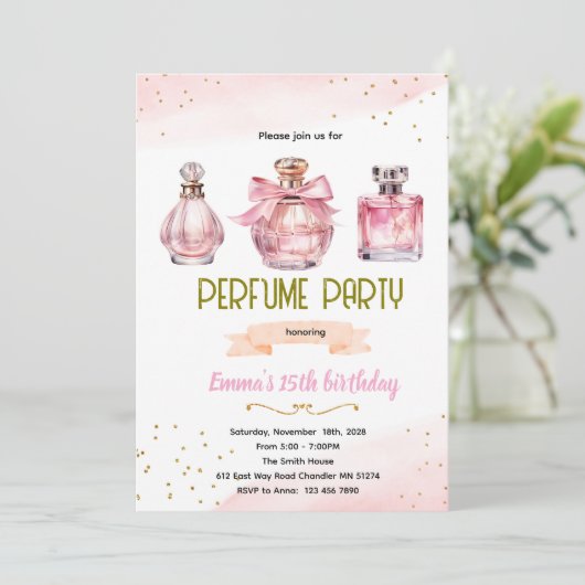 Perfume Party Invitation Kaart (Staand voorkant)