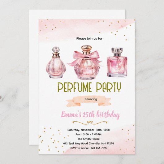 Perfume Party Invitation Kaart (Voorkant / Achterkant)