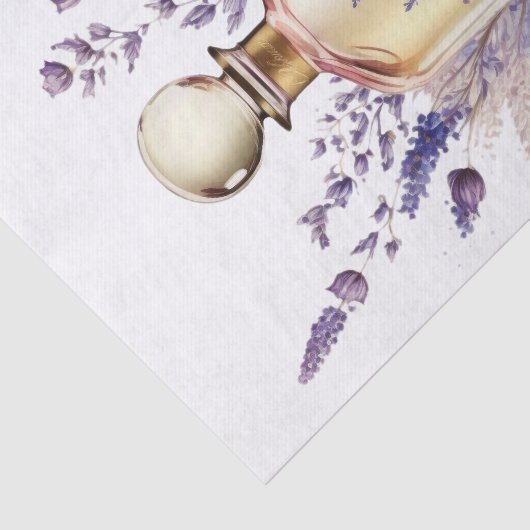 Perfumeflesje en prachtige lavendefluitspuit tissuepapier (Detail)