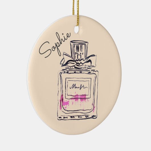 Perfumeflesje mode, persoonlijke naam keramisch ornament (Rechts)