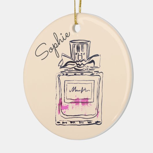 Perfumeflesje mode, persoonlijke naam keramisch ornament (Links)