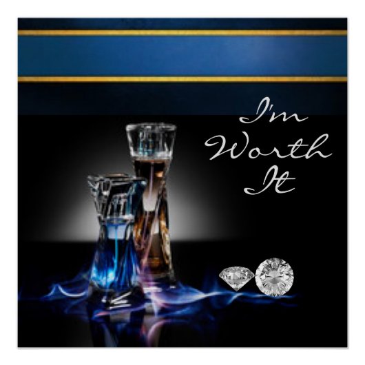 Perfumeflessen en diamanten, ik ben het waard perfect poster (Voorkant)
