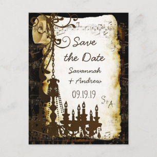 Pergamentrol Kroonluchter Save the Date Aankondigingskaart