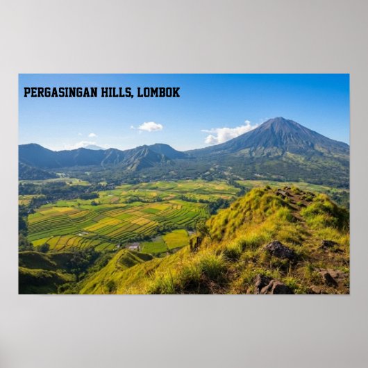 Pergasingan Hill Sunrise Rinjani View Wall Art Poster (Voorkant)