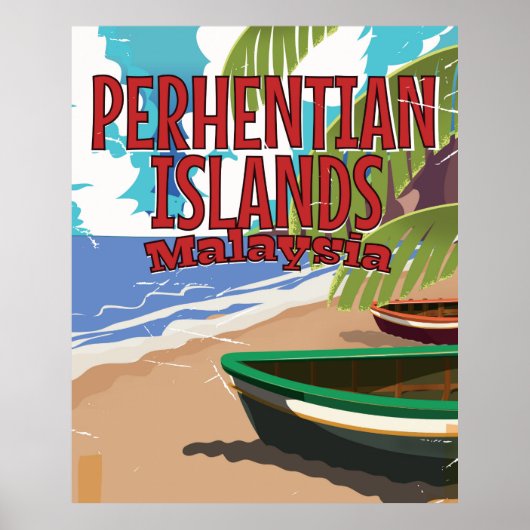 Perhentian-eilanden Maleisië vintage reisaffiche Poster (Voorkant)