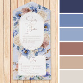 Peri Blue Boho Bloemen & Grassen Diner All In One Uitnodiging