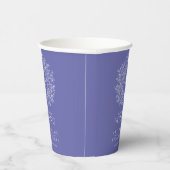 Peri blue paarse handgetekende bladmonogram bruilo papieren bekers (Rechts)